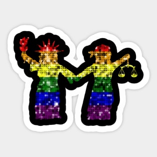 Sparkly Rainbow Liberty & Justice Sticker